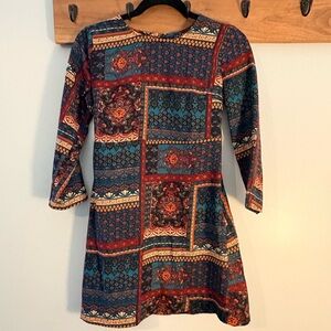 Abercrombie & Fitch Side Zip Dress XS Floral Patchwork Fit & Flare